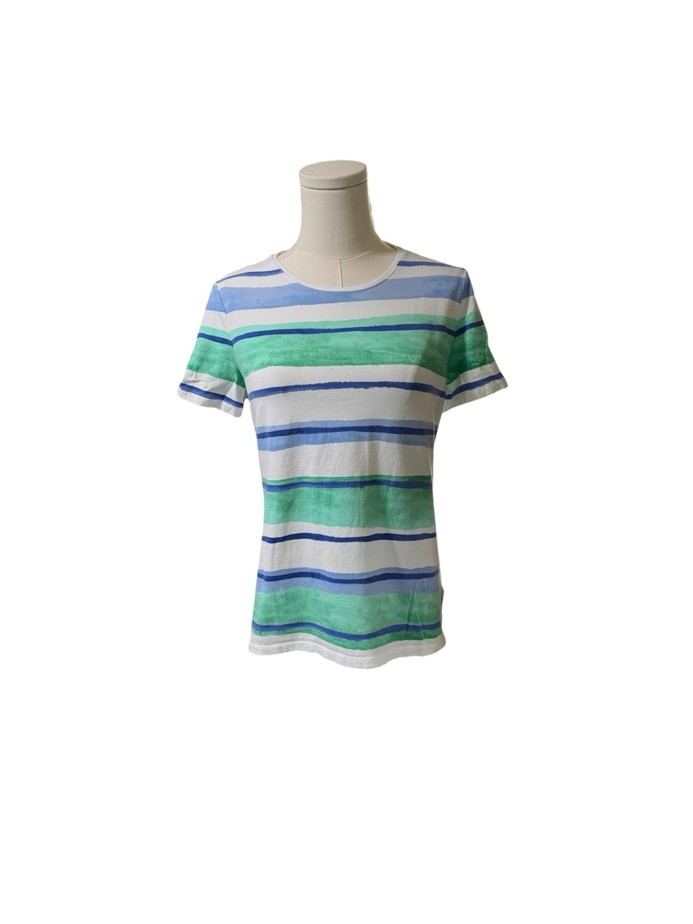 Talbots‎ Crew Neck Painted Stripe Tee SZ MP